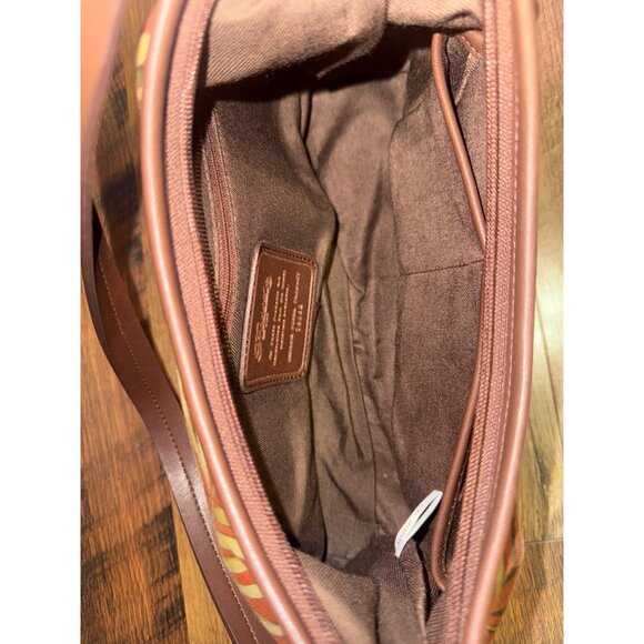 Fossil Caluso Top Zip Shoulder Bag With A Rust & Green Palm Leaf Print - Picture 12 of 14